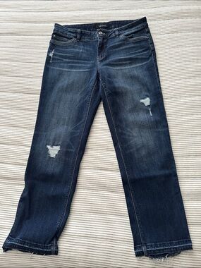 White House Black Market Women's Slim Crop Jeans - Dark Blue 6